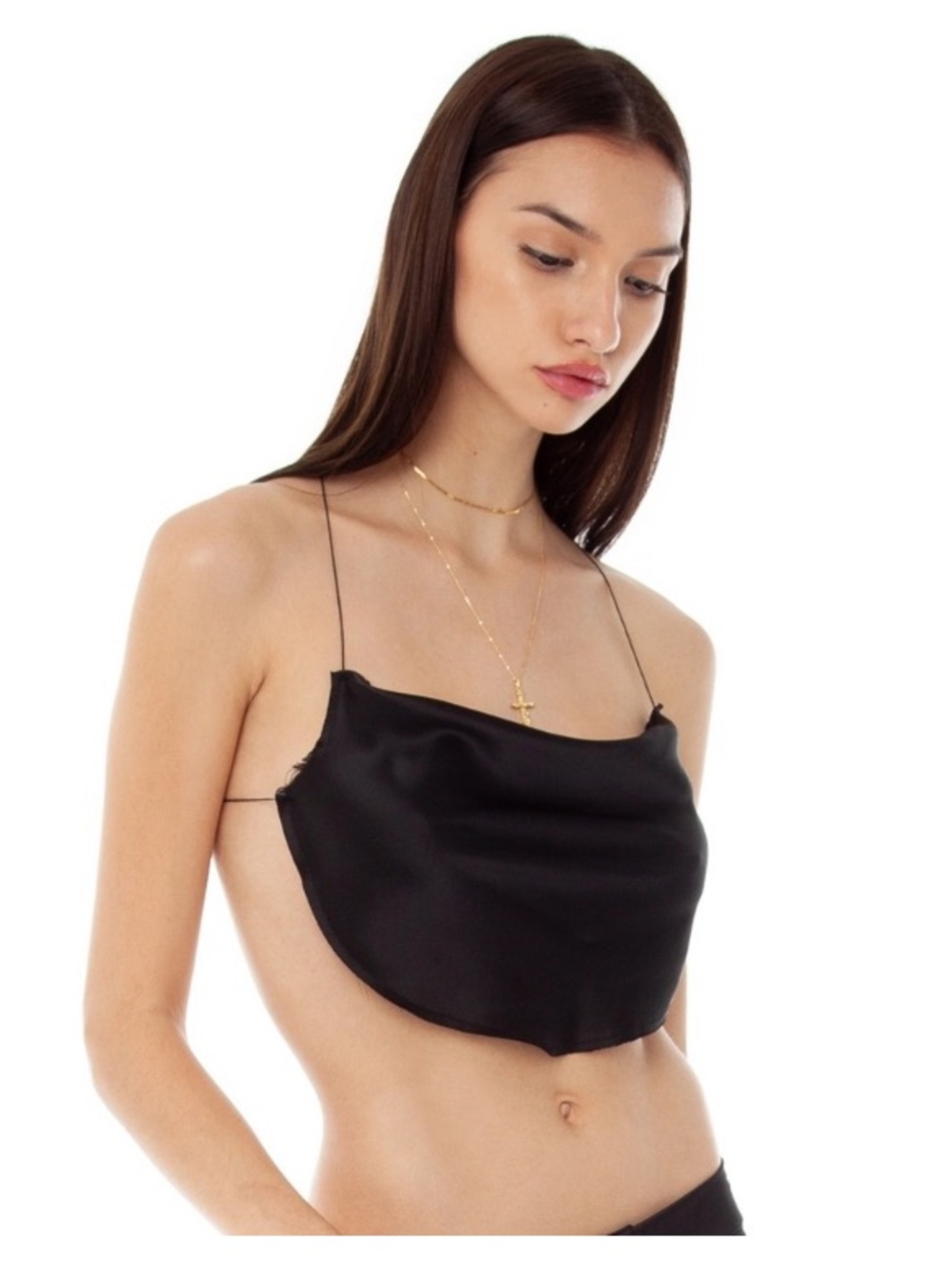 Are You Am I Catli Silk Charmeuse Cowl Bandeau Top S